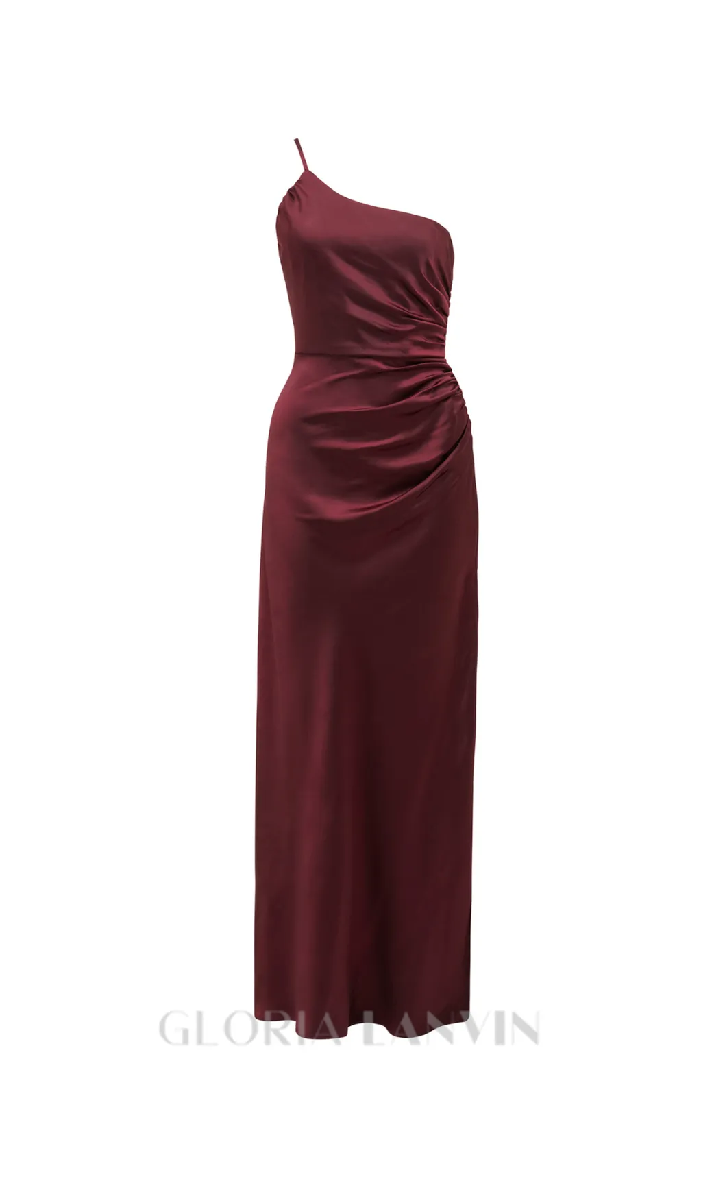 bordeaux one shoulder satin maxi dress Gloria Lanvin