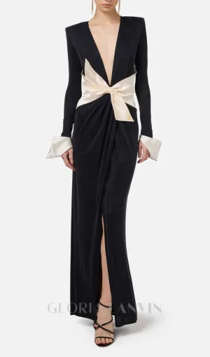 bow black carpet dress in drape jersey Gloria Lanvin