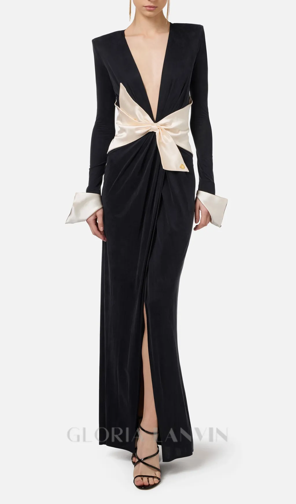bow black carpet dress in drape jersey Gloria Lanvin