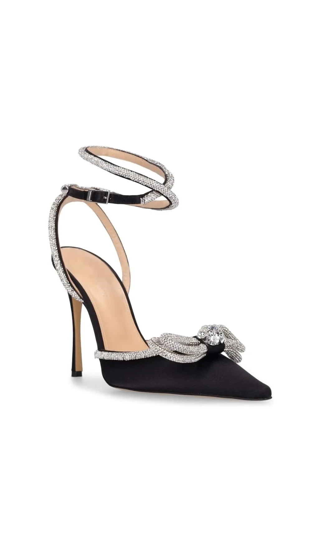 BOW CRYSTAL SATIN HEELS IN BLACK Gloria Lanvin