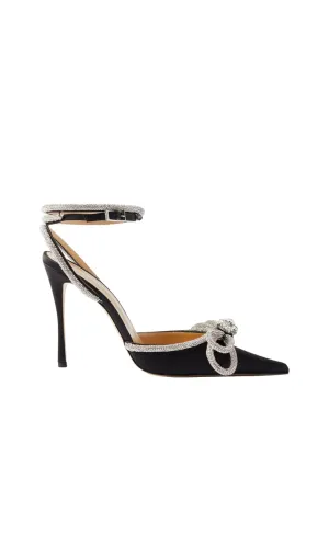 BOW CRYSTAL SATIN HEELS IN BLACK Gloria Lanvin