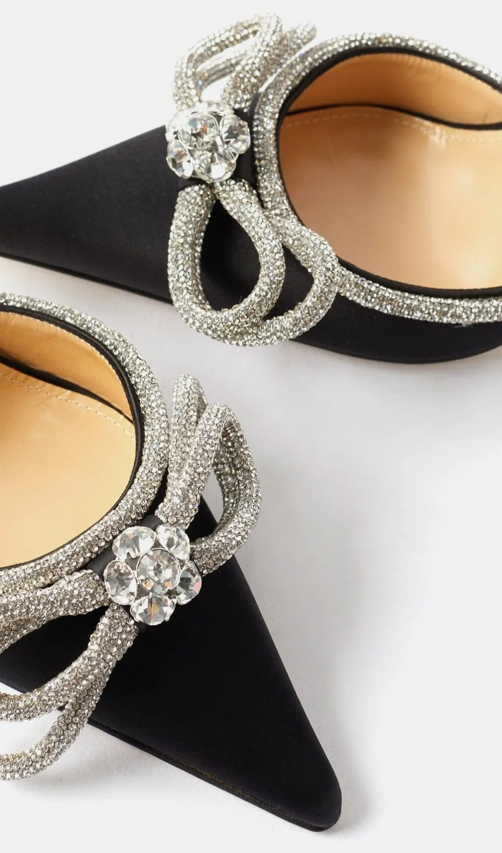 BOW CRYSTAL SATIN HEELS IN BLACK Gloria Lanvin