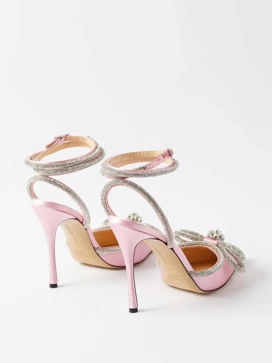 BOW CRYSTAL SATIN HEELS IN BLUSH Gloria Lanvin
