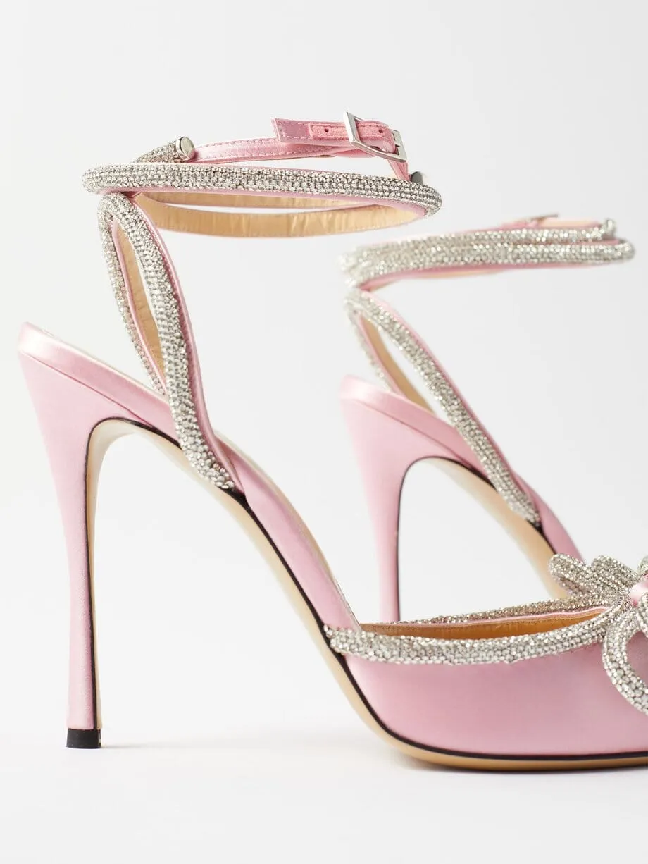 BOW CRYSTAL SATIN HEELS IN BLUSH Gloria Lanvin