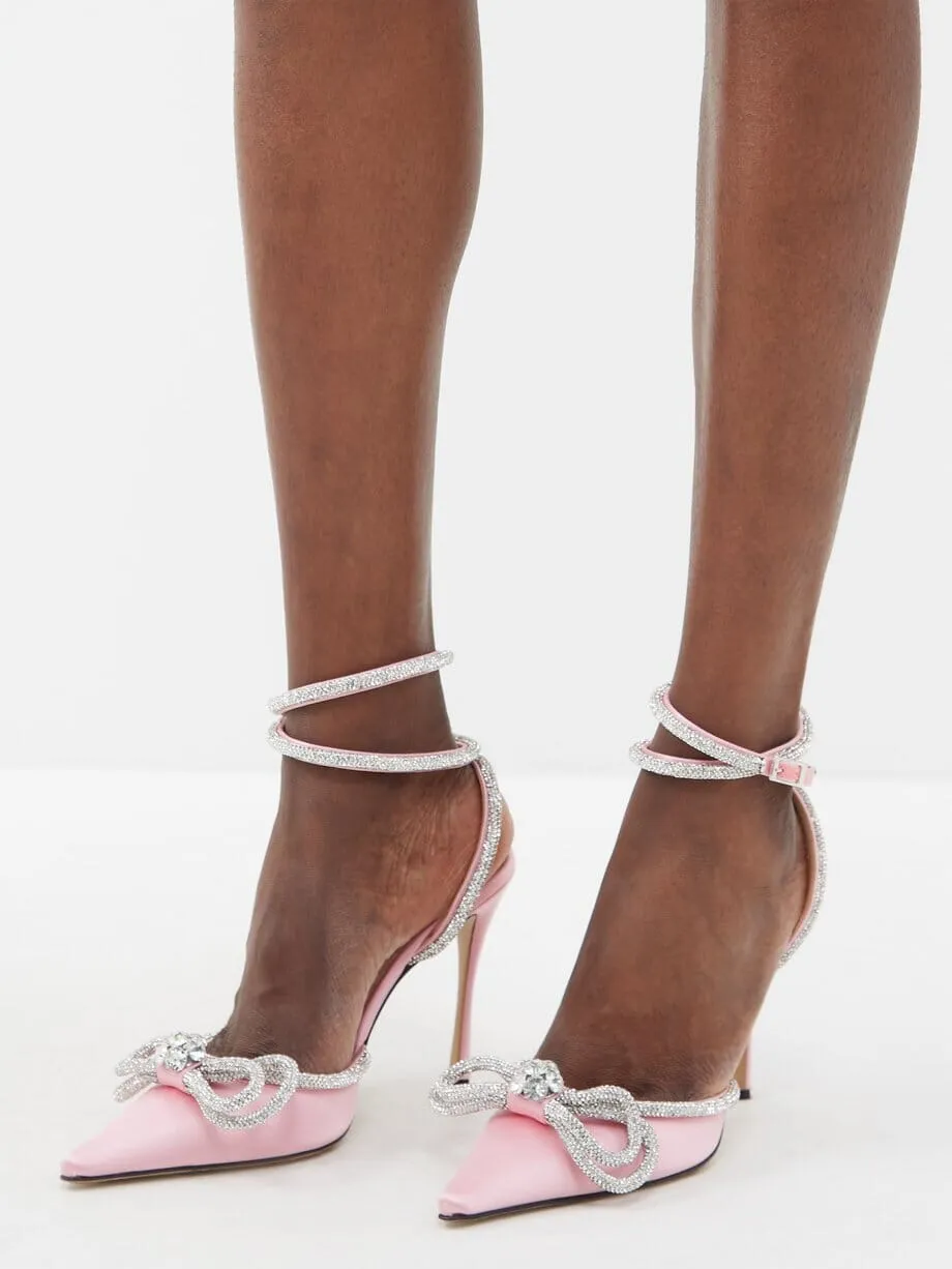 BOW CRYSTAL SATIN HEELS IN BLUSH Gloria Lanvin