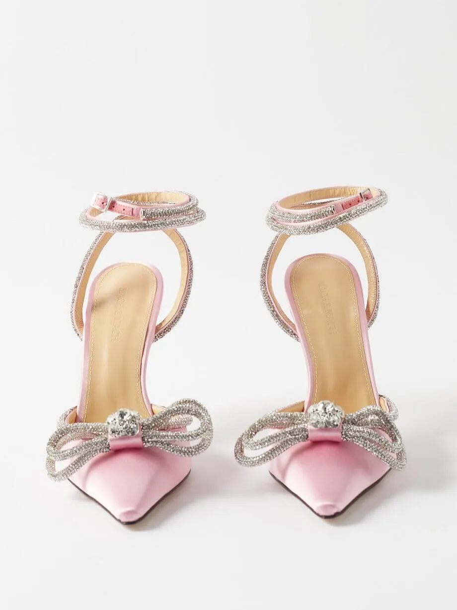 BOW CRYSTAL SATIN HEELS IN BLUSH Gloria Lanvin