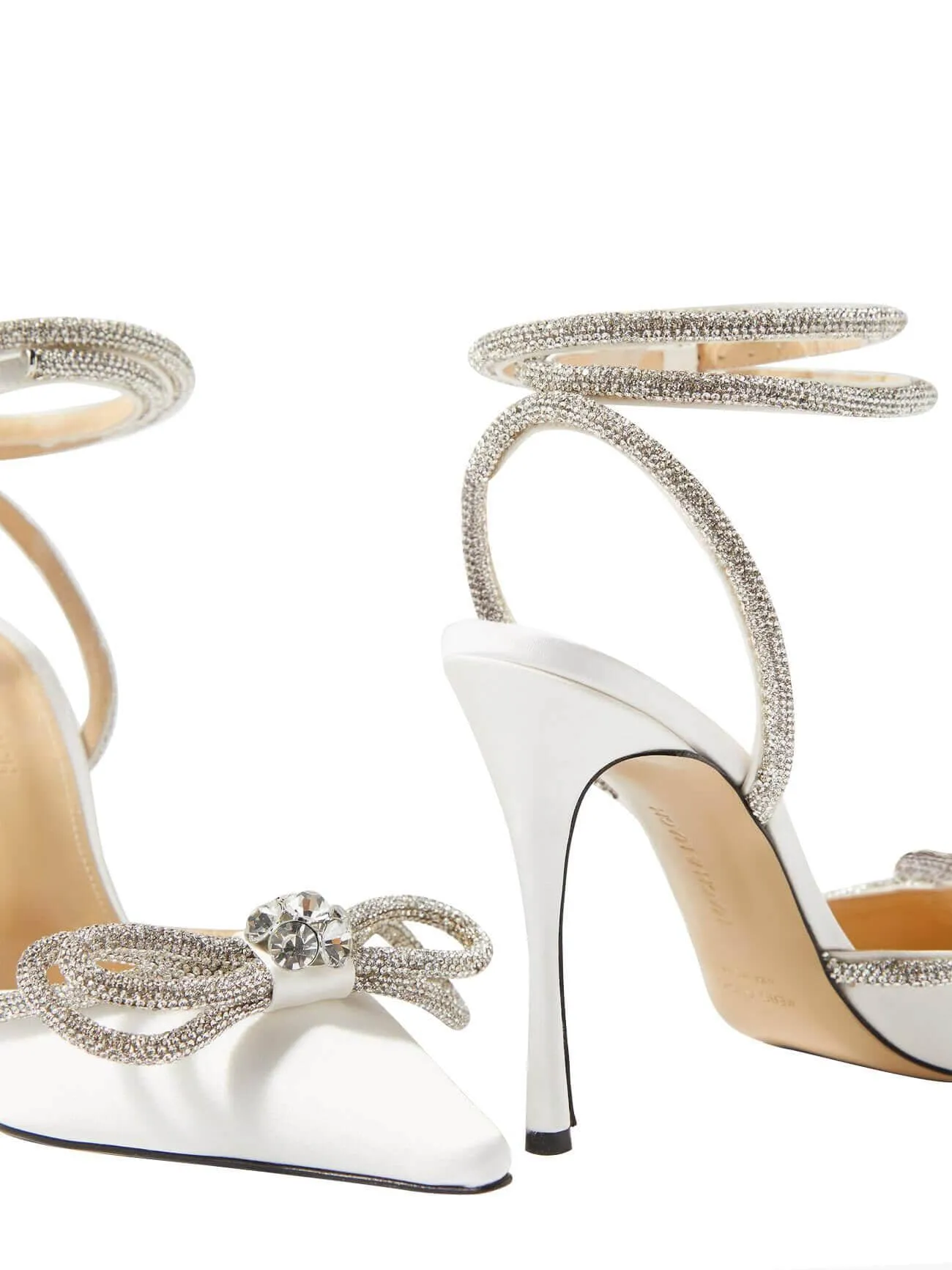 BOW CRYSTAL SATIN HEELS IN WHITE Gloria Lanvin