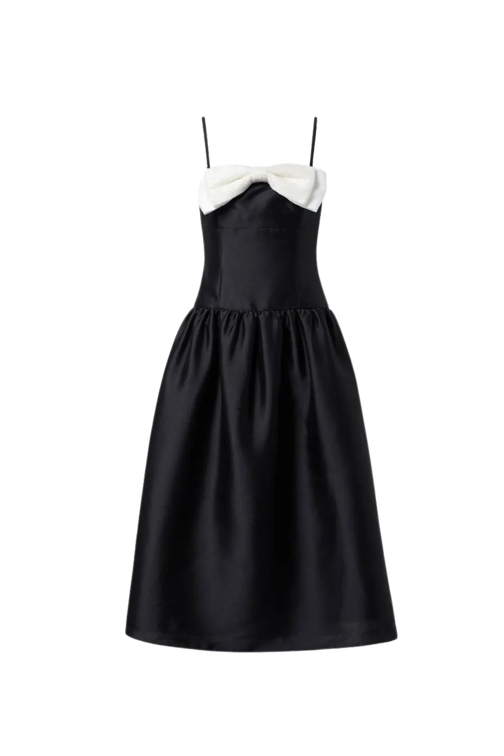 Bow-Detail Taffeta Midi Dress in black Gloria Lanvin