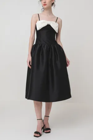 Bow-Detail Taffeta Midi Dress in black Gloria Lanvin