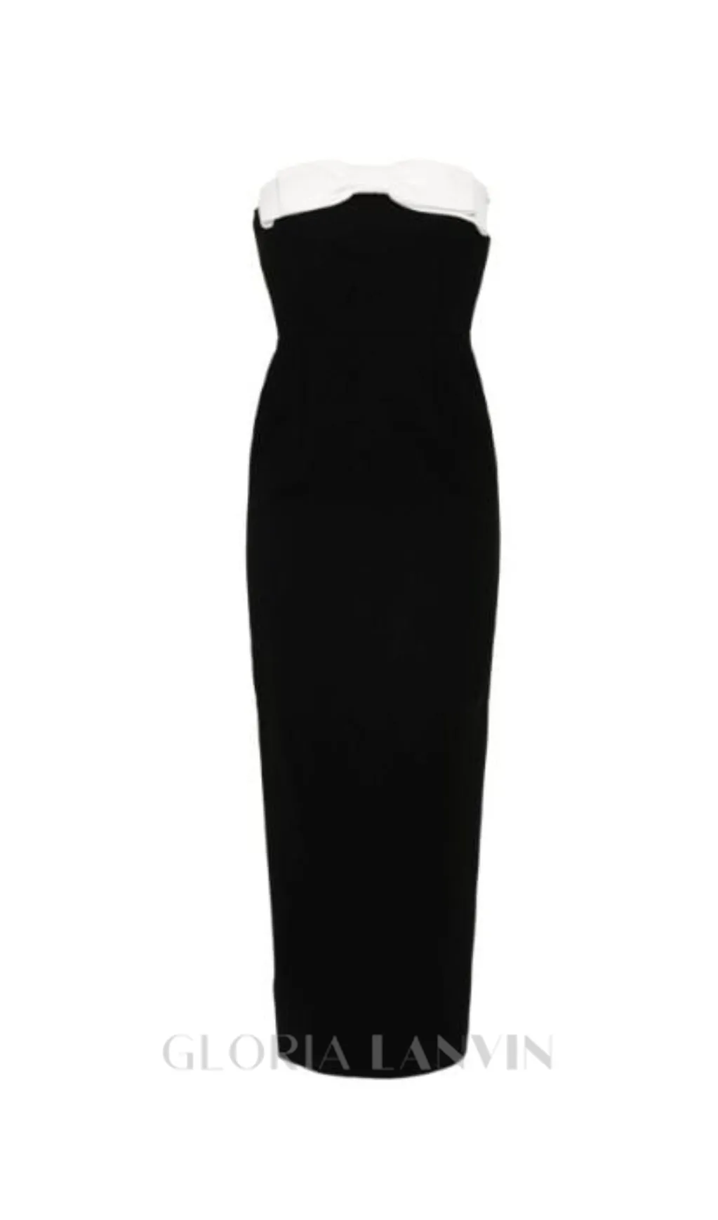 BOW-EMBELLISHED MIDI DRESS IN BLACK Gloria Lanvin