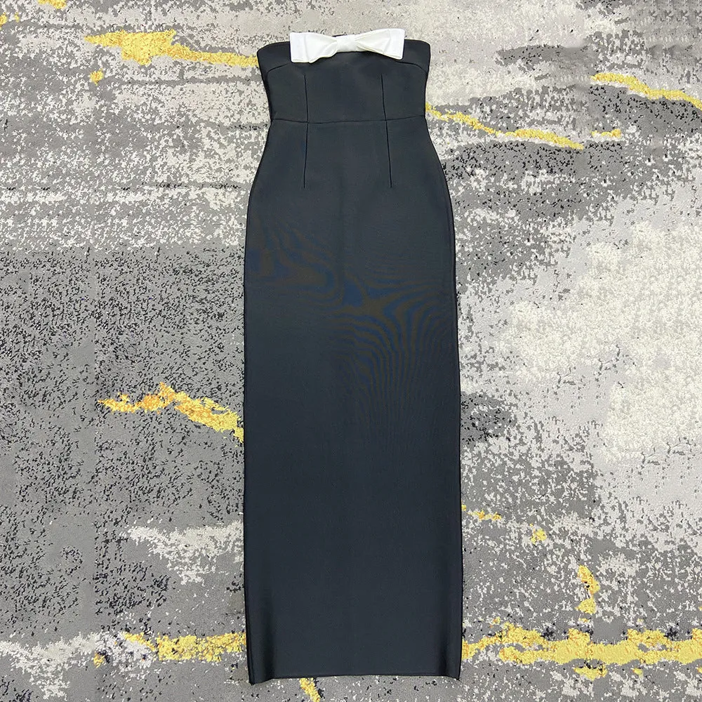 BOW-EMBELLISHED MIDI DRESS IN BLACK Gloria Lanvin