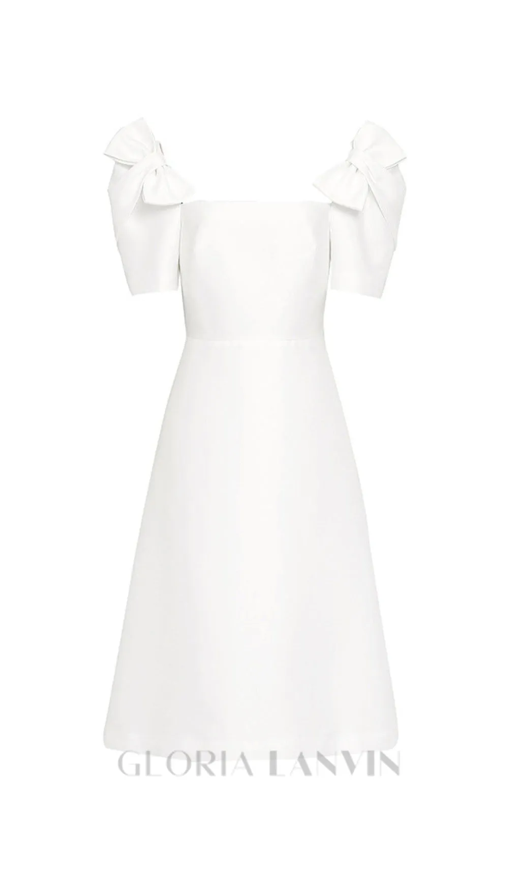 BOW-EMBELLISHED MIDI DRESS IN WHITE Gloria Lanvin