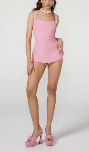 BOW-EMBELLISHEDRHINESTONE MINI DRESS IN PINK Gloria Lanvin