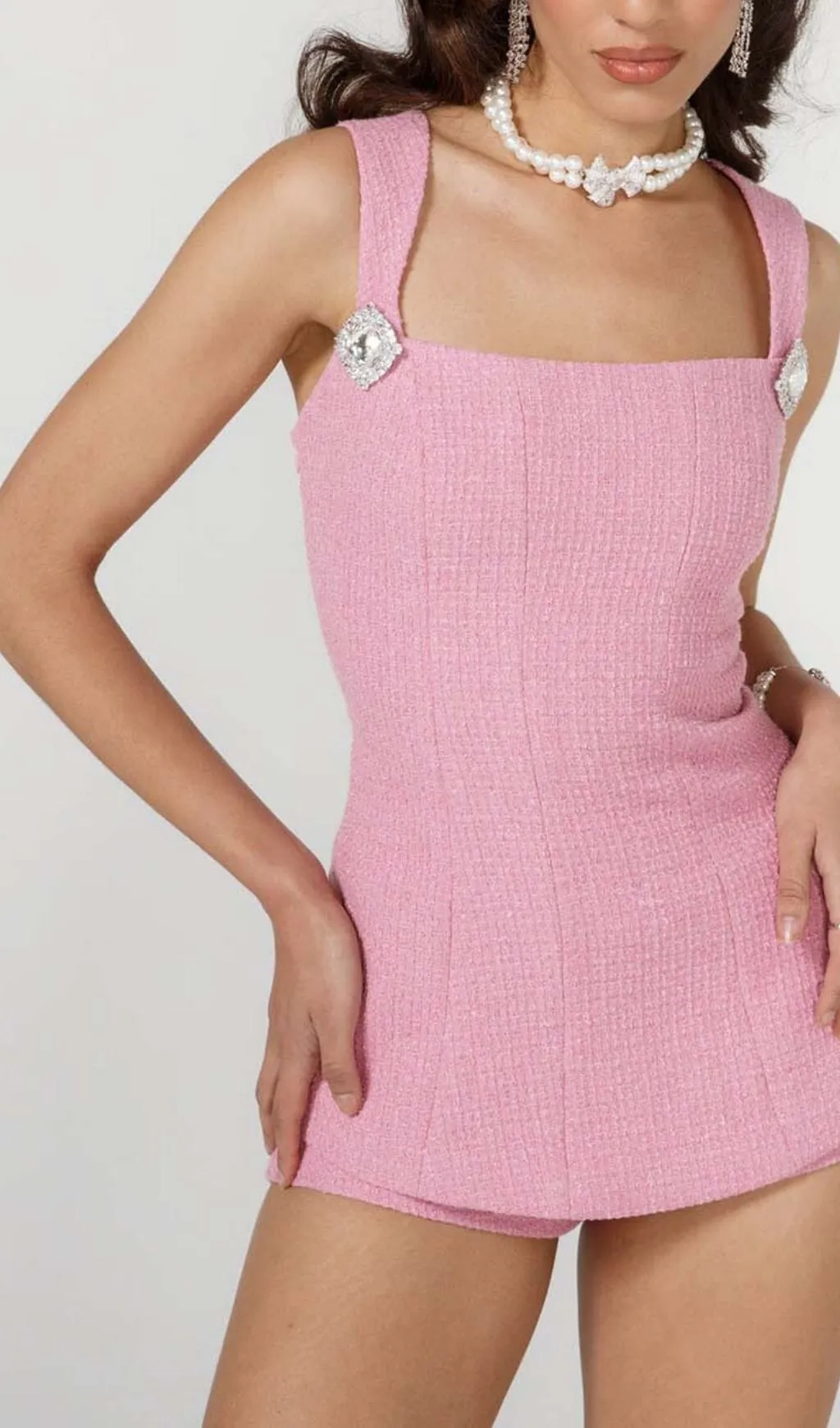 BOW-EMBELLISHEDRHINESTONE MINI DRESS IN PINK Gloria Lanvin