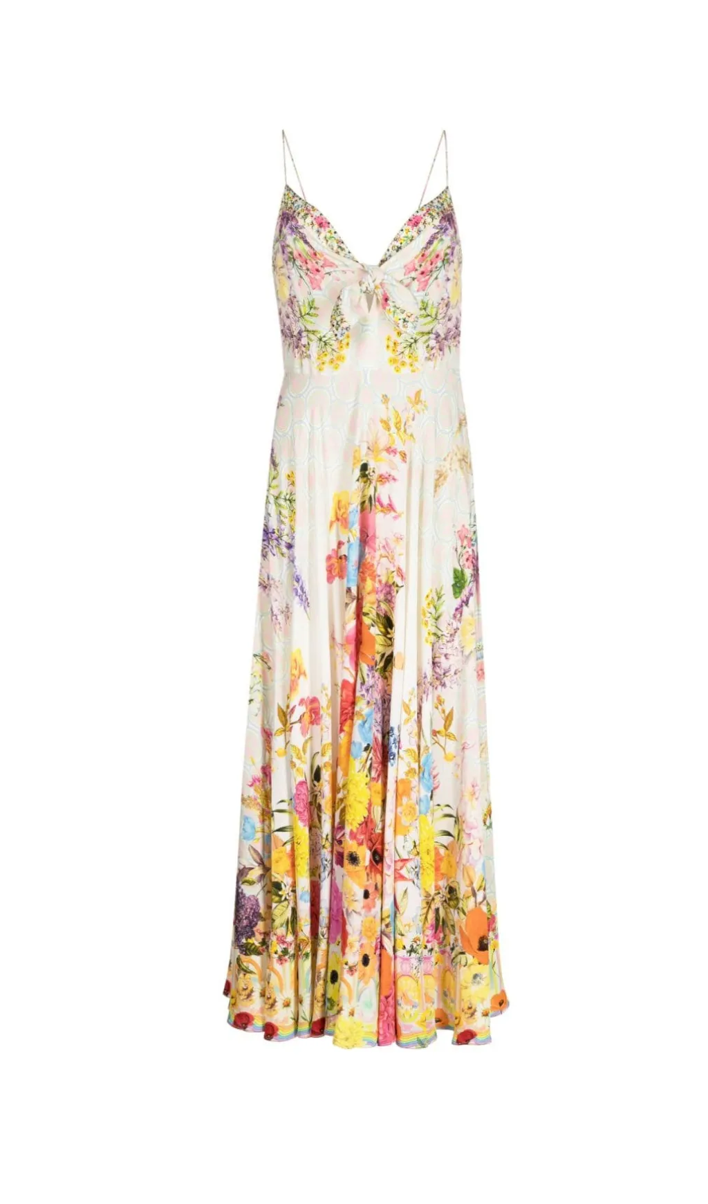 BOW FLORAL-PRINT SILK MIDI DRESS Gloria Lanvin