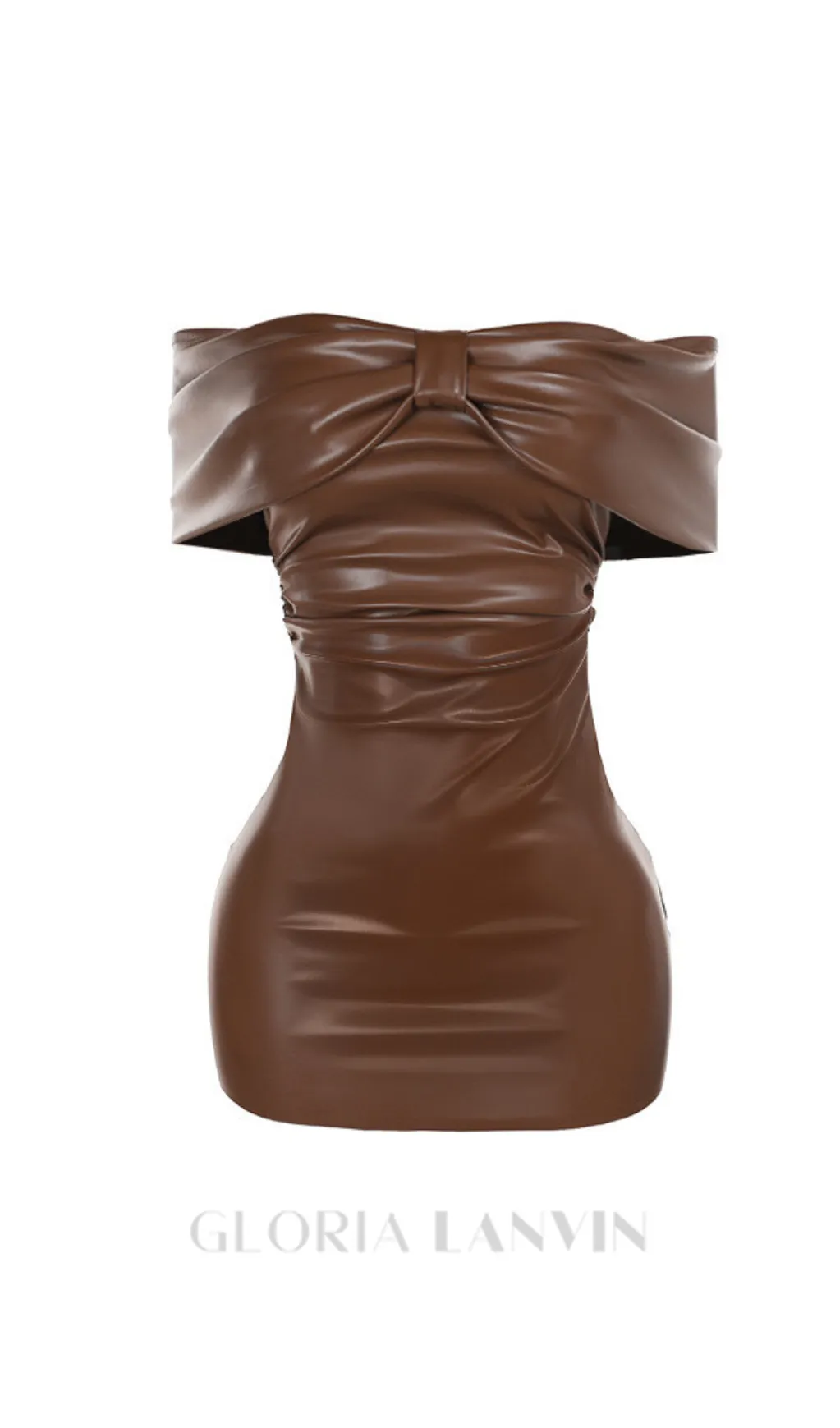 Bow Leather strapless mini Dress Gloria Lanvin