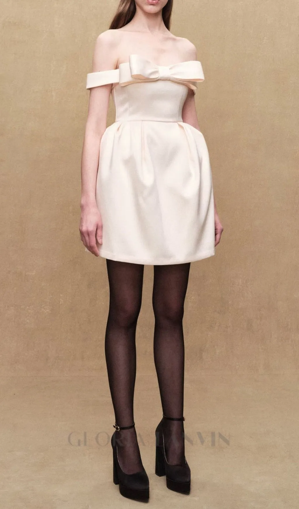 bow mini dress in beige Gloria Lanvin