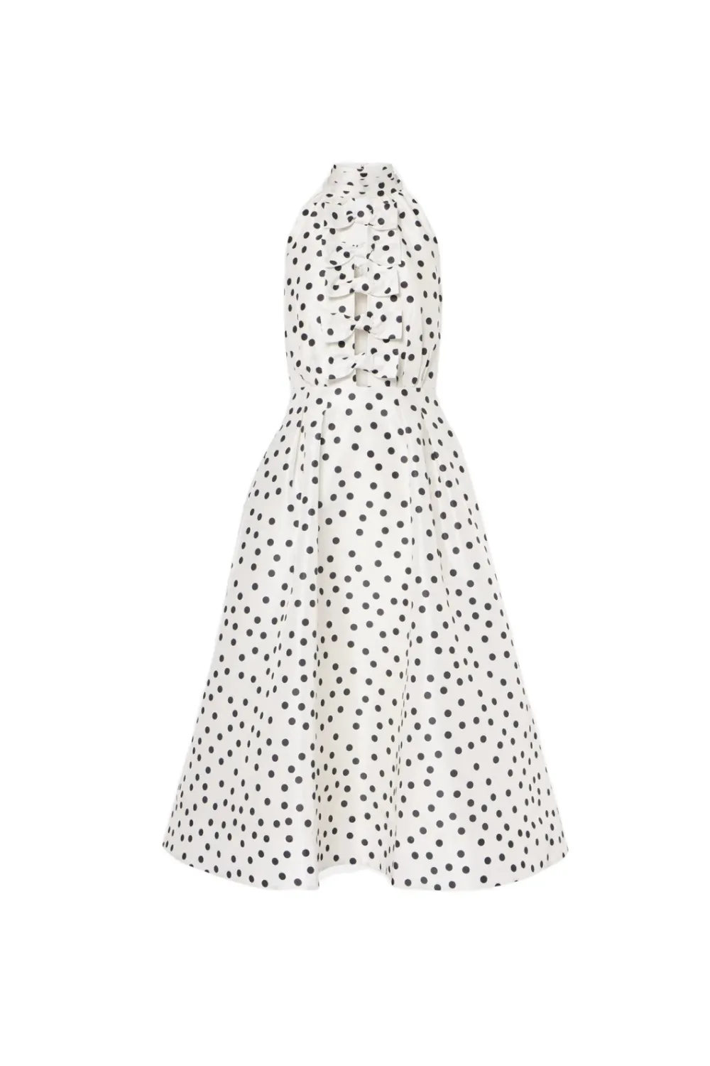 Bow Polka Dot Halter Neck Midi Dress in white Gloria Lanvin