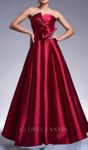 bow satin maxi dress in burgundy Gloria Lanvin