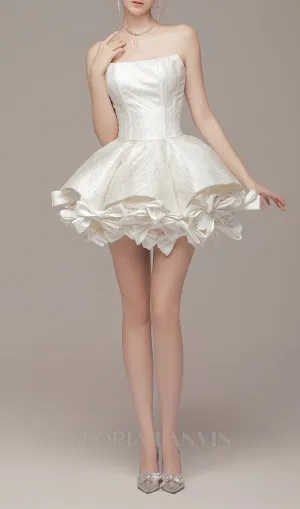 bow trim strapless mini dress in white Gloria Lanvin
