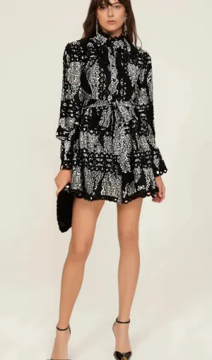 Brengre black pattern-print mini dress Gloria Lanvin