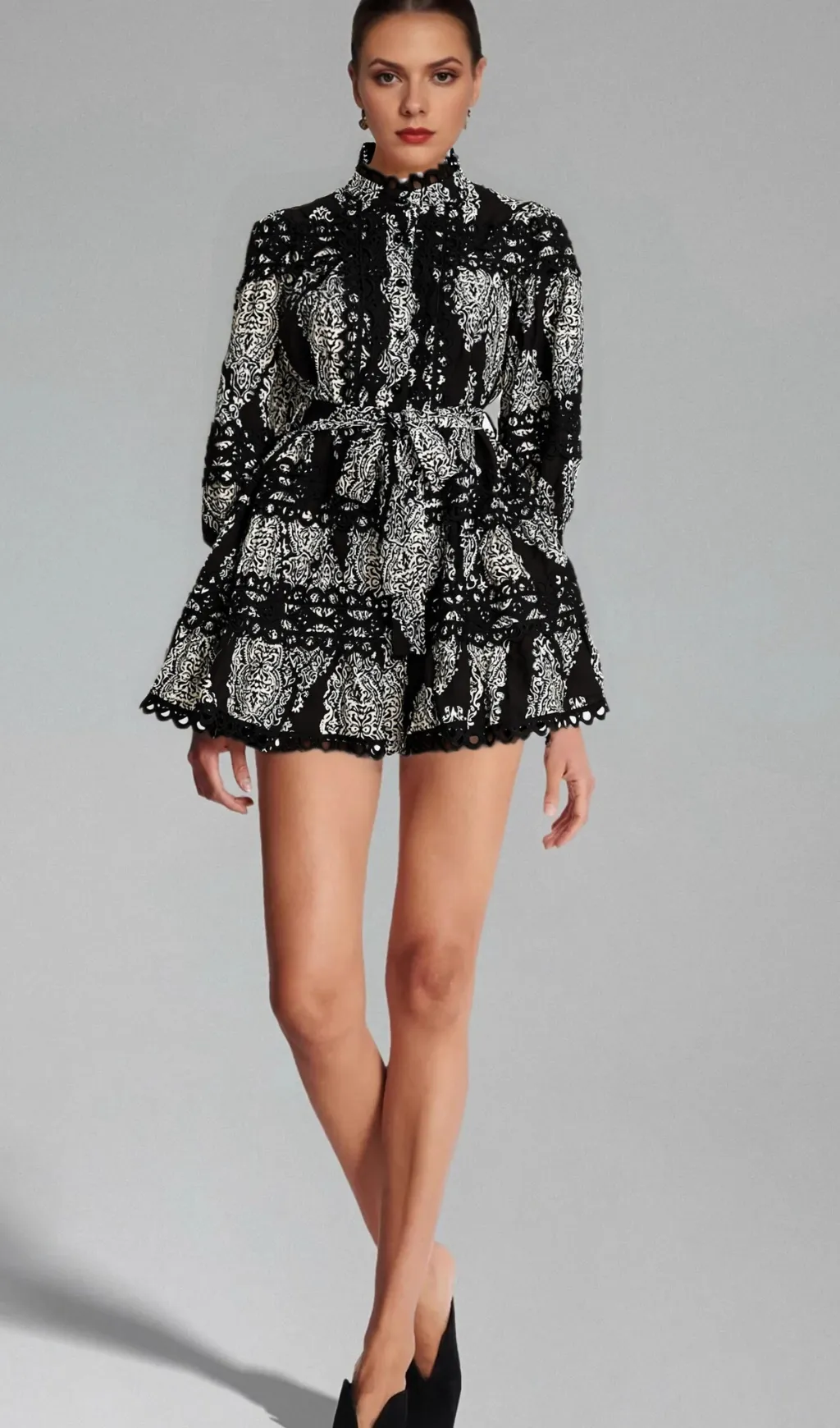 Brengre black pattern-print mini dress Gloria Lanvin
