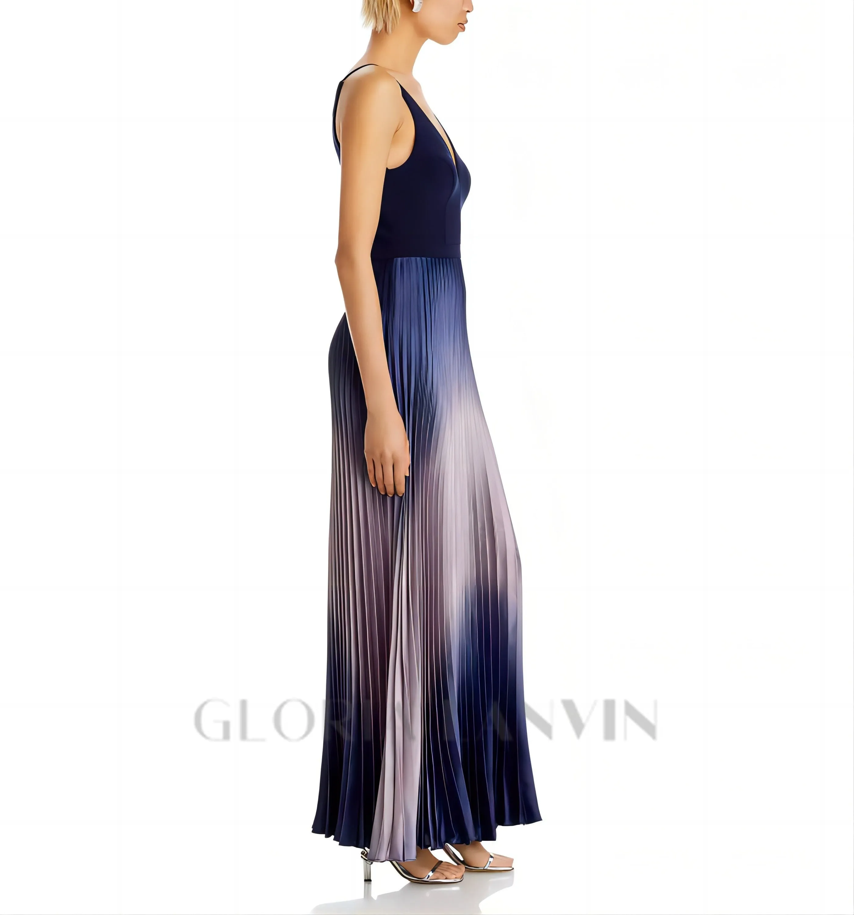 Brianna Pleated Shimmer Gown Gloria Lanvin