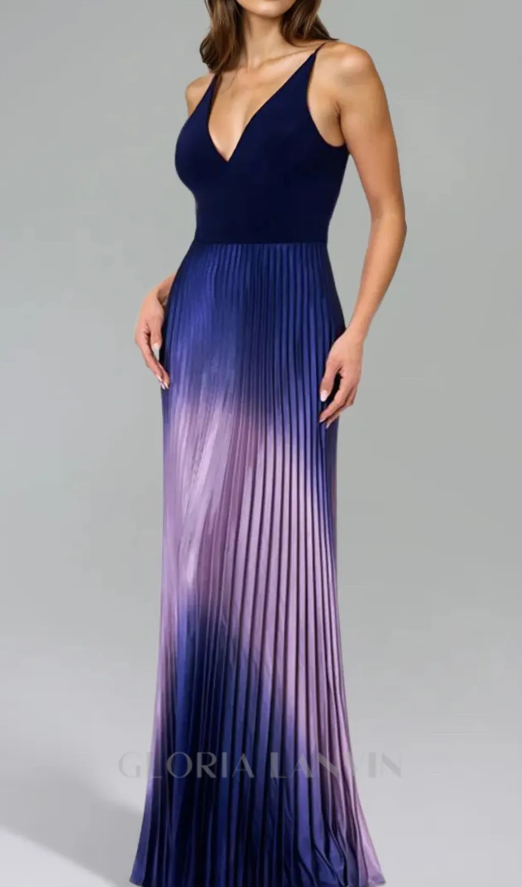 Brianna Pleated Shimmer Gown Gloria Lanvin