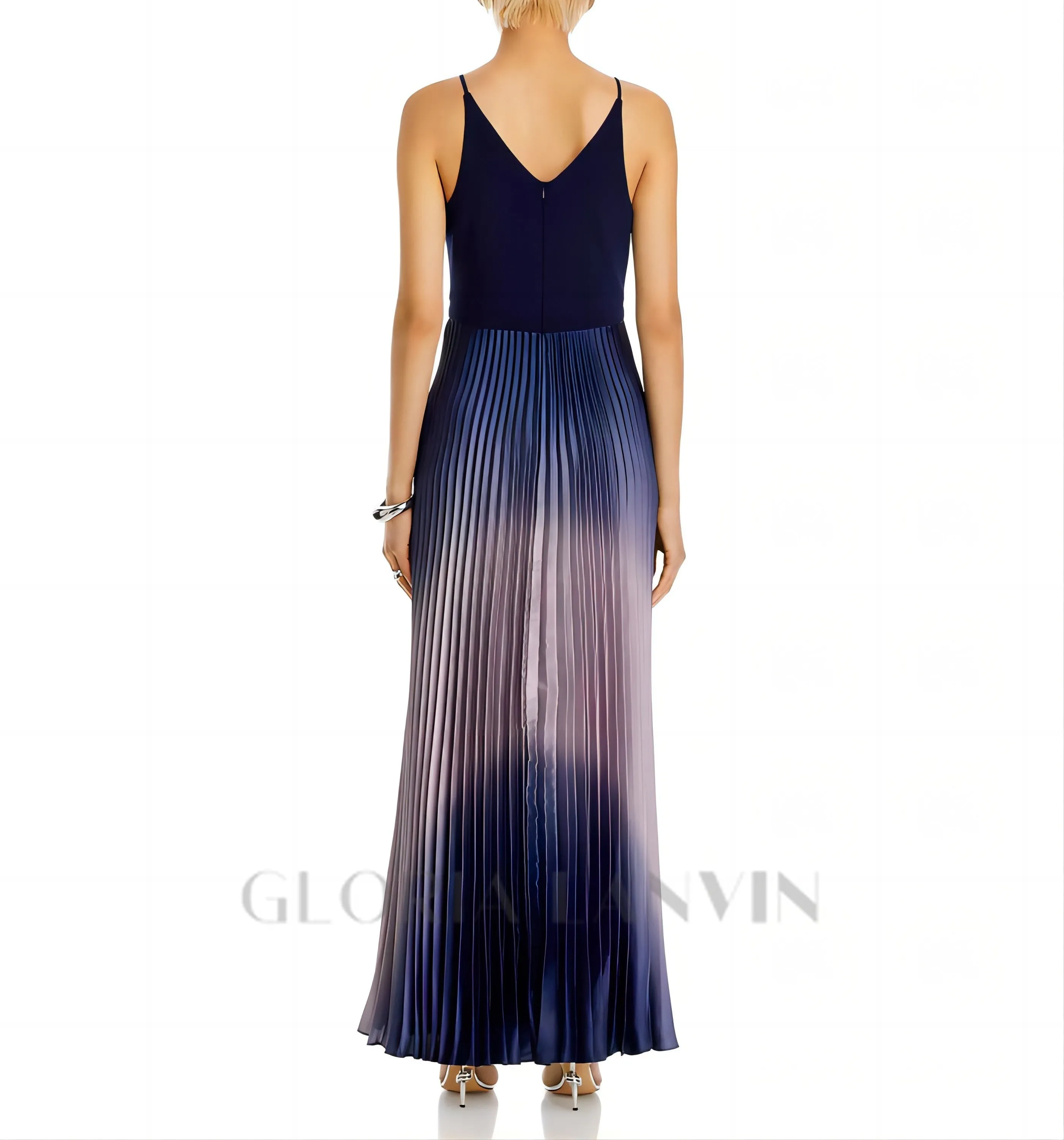 Brianna Pleated Shimmer Gown Gloria Lanvin
