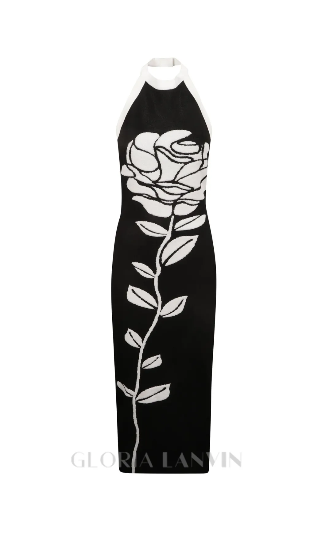 BRIDGET FLORAL JACQUARD OPEN BACK MIDI DRESS Gloria Lanvin
