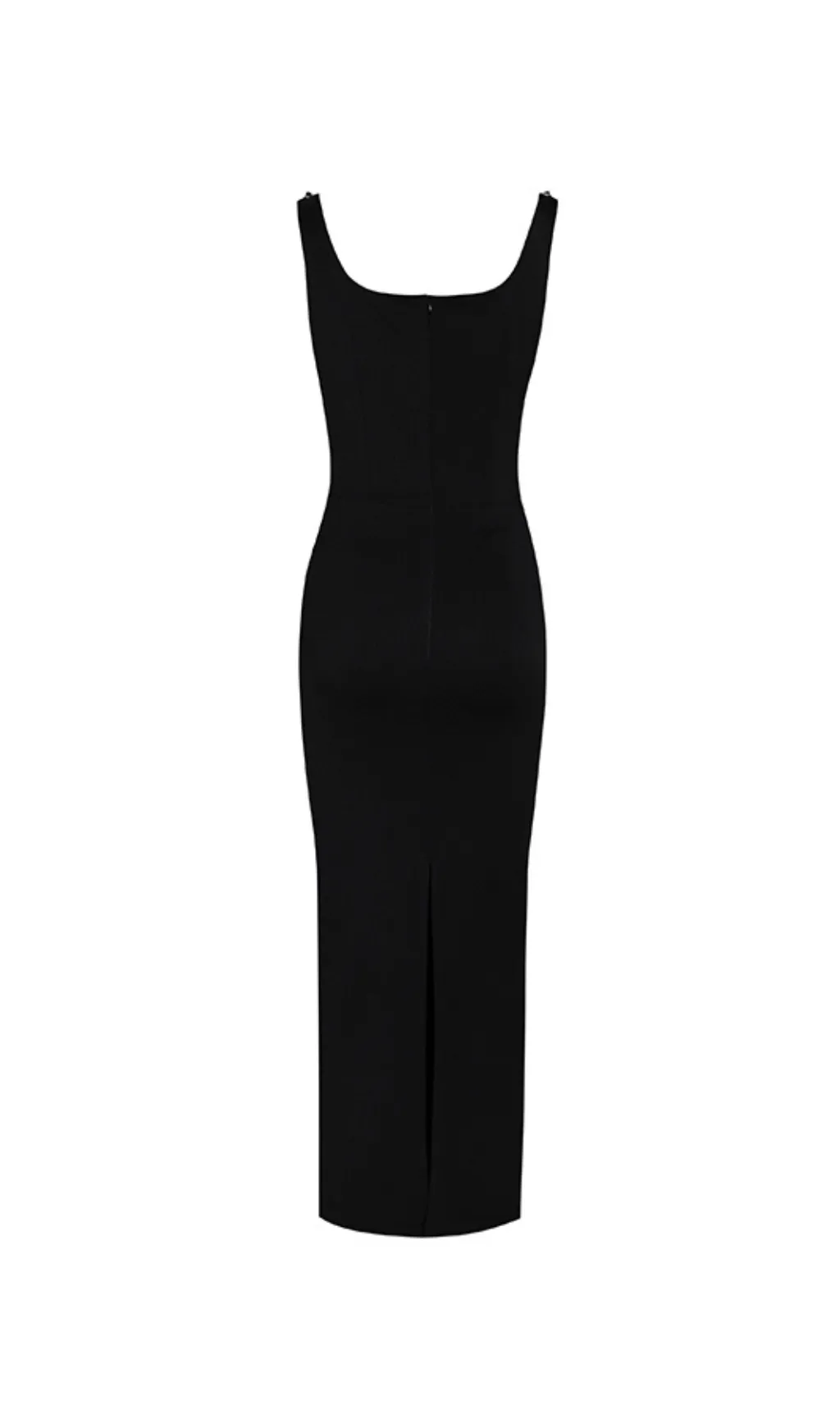 BROOCH-EMBELLISHED SCOOPNECK GOWN IN BLACK Gloria Lanvin