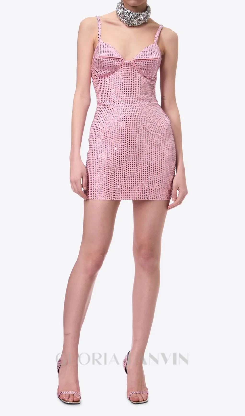 Brook crystal-embellished sleeveless mini dress in rose pink Gloria Lanvin