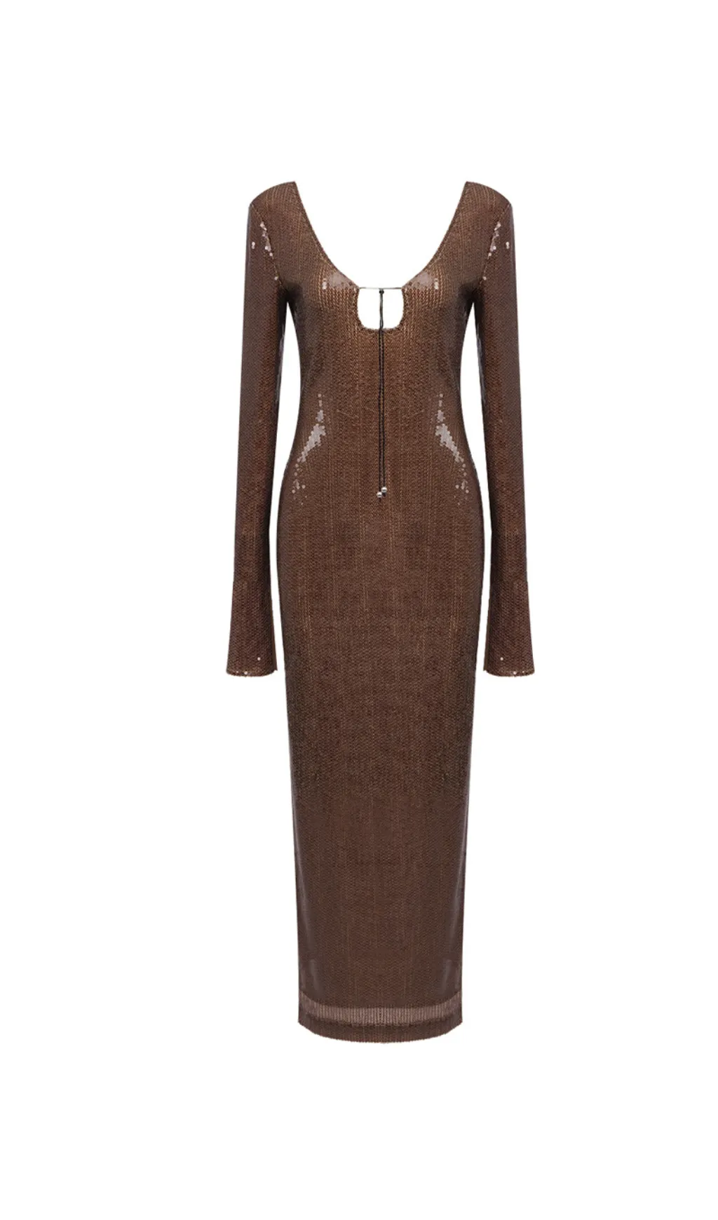BROWN CUT OUT SEQUIN MAXI DRESS Gloria Lanvin