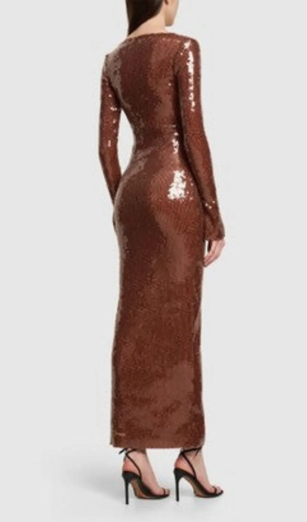 BROWN CUT OUT SEQUIN MAXI DRESS Gloria Lanvin