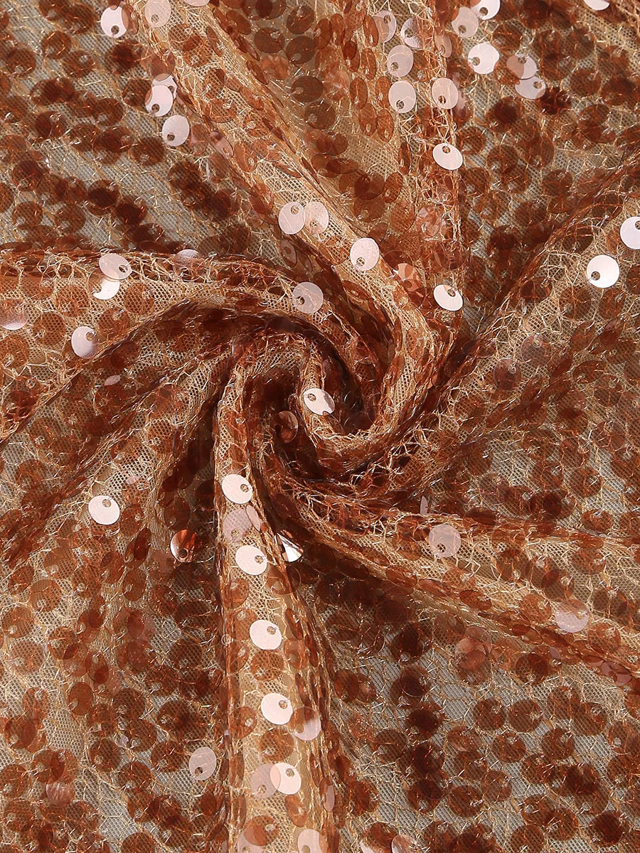 BROWN HIGH SPLIT SEQUIN DRAPE MAXI DRESS Gloria Lanvin