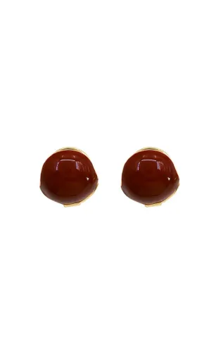 Brown Hollow Ball Stud Earrings Gloria Lanvin