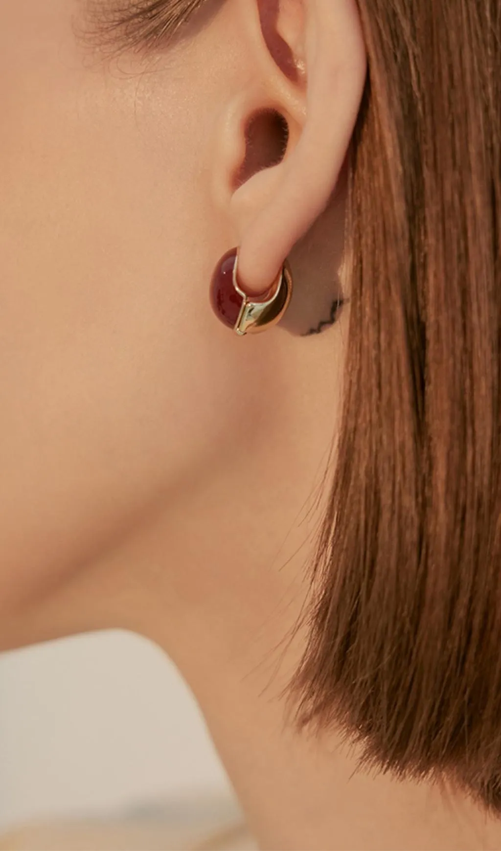 Brown Hollow Ball Stud Earrings Gloria Lanvin