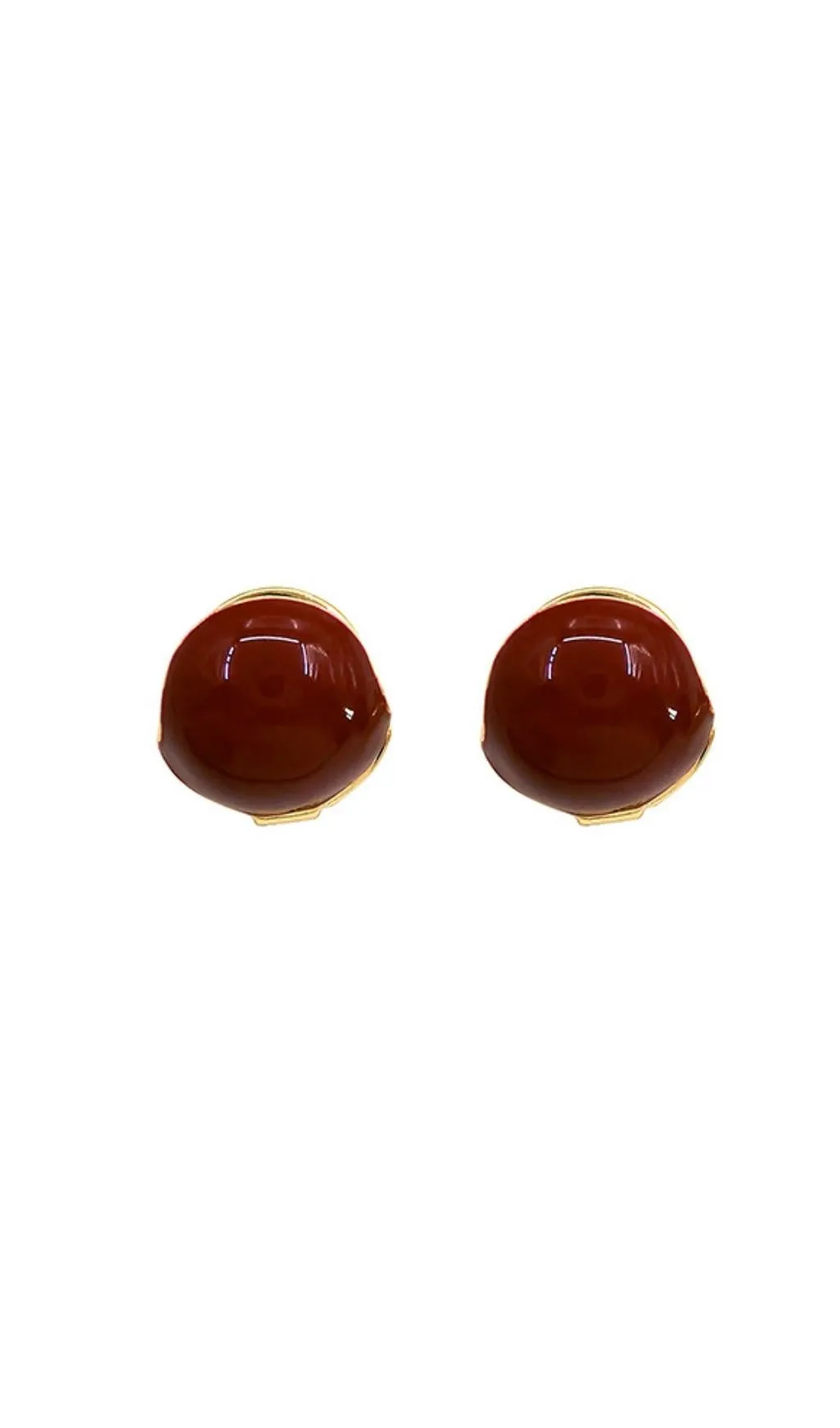 Brown Hollow Ball Stud Earrings Gloria Lanvin
