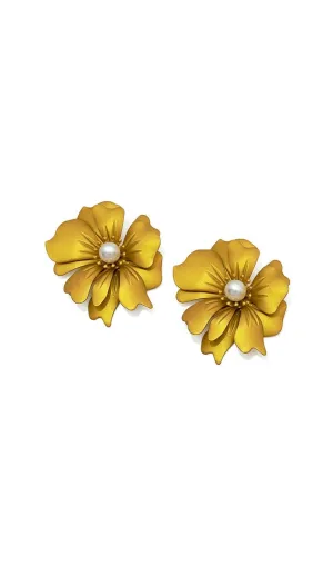 BROWN PETAL ALLOY EARRINGS Gloria Lanvin