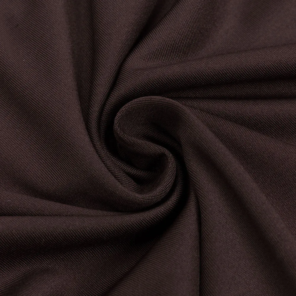 BROWN SLIT RUCHED MIDI DRESS Gloria Lanvin