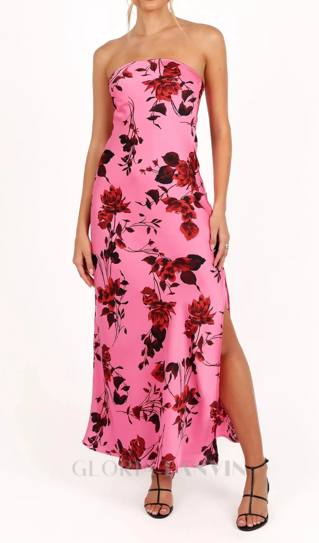 bryden strapless maxi dress in rose pink Gloria Lanvin