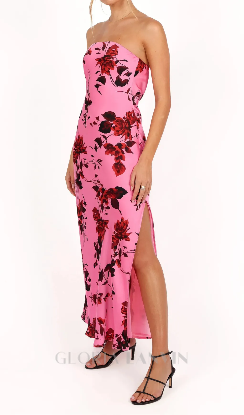 bryden strapless maxi dress in rose pink Gloria Lanvin