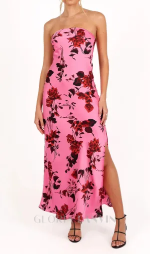 bryden strapless maxi dress in rose pink Gloria Lanvin