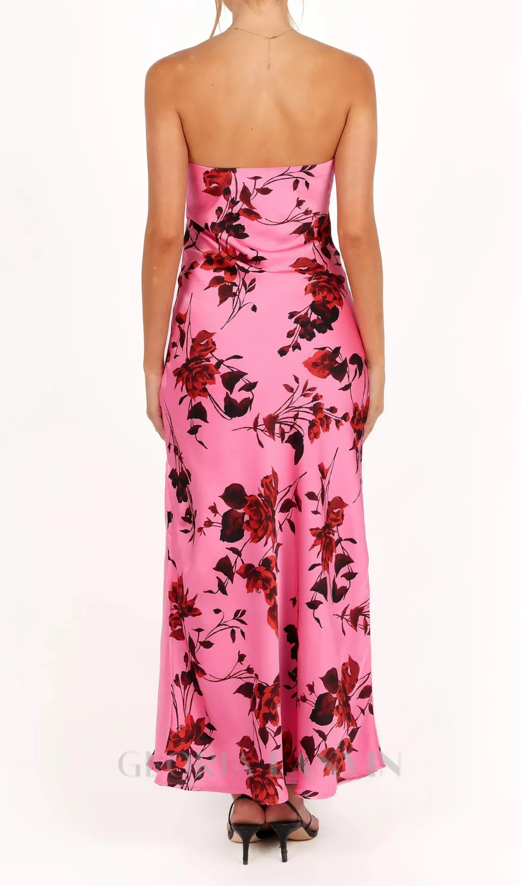 bryden strapless maxi dress in rose pink Gloria Lanvin