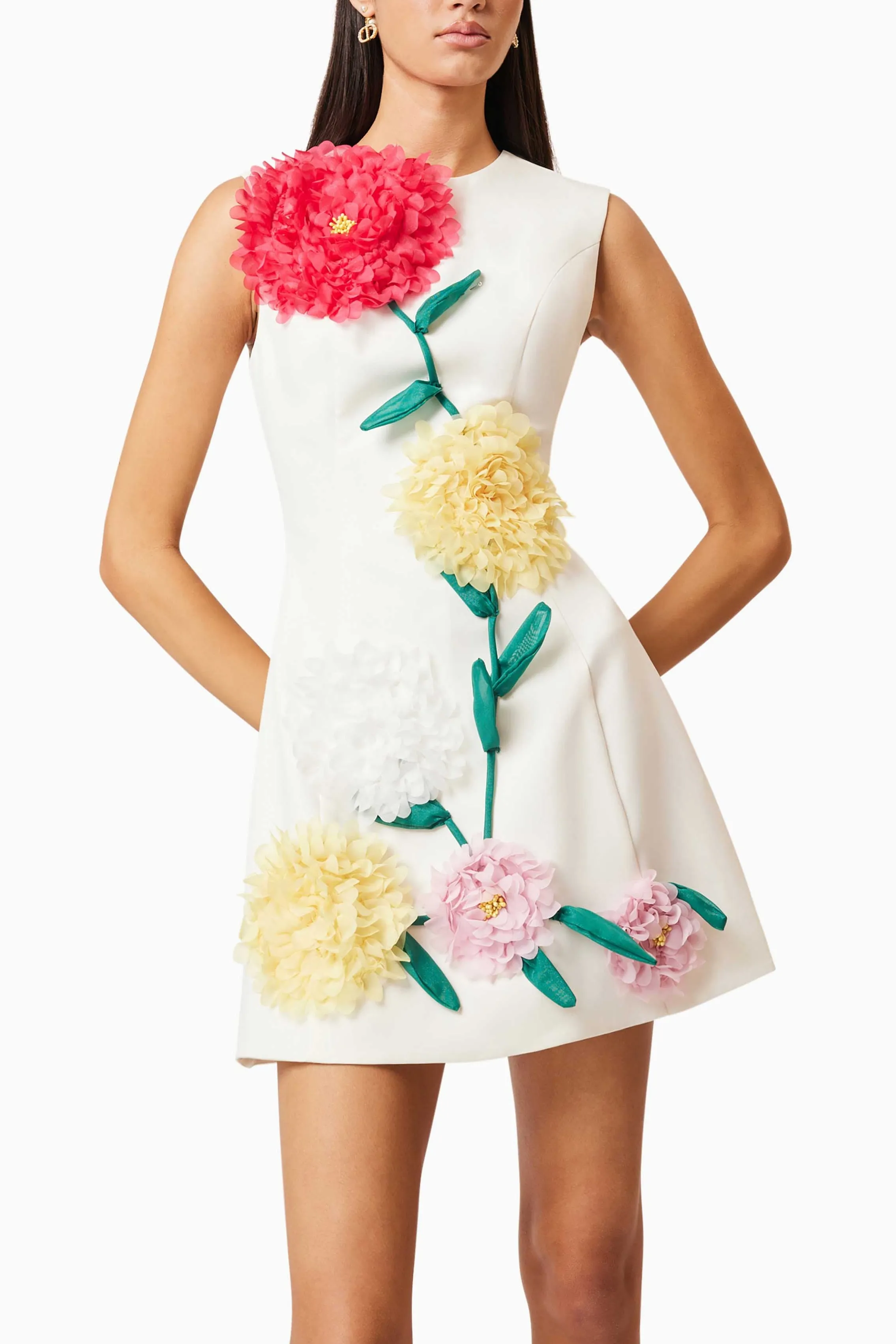 Buttercup Embroidered Mini Dress in Ivory Gloria Lanvin
