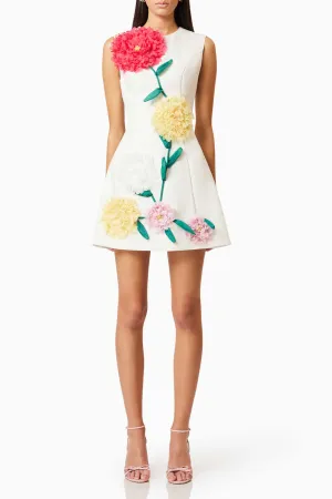 Buttercup Embroidered Mini Dress in Ivory Gloria Lanvin