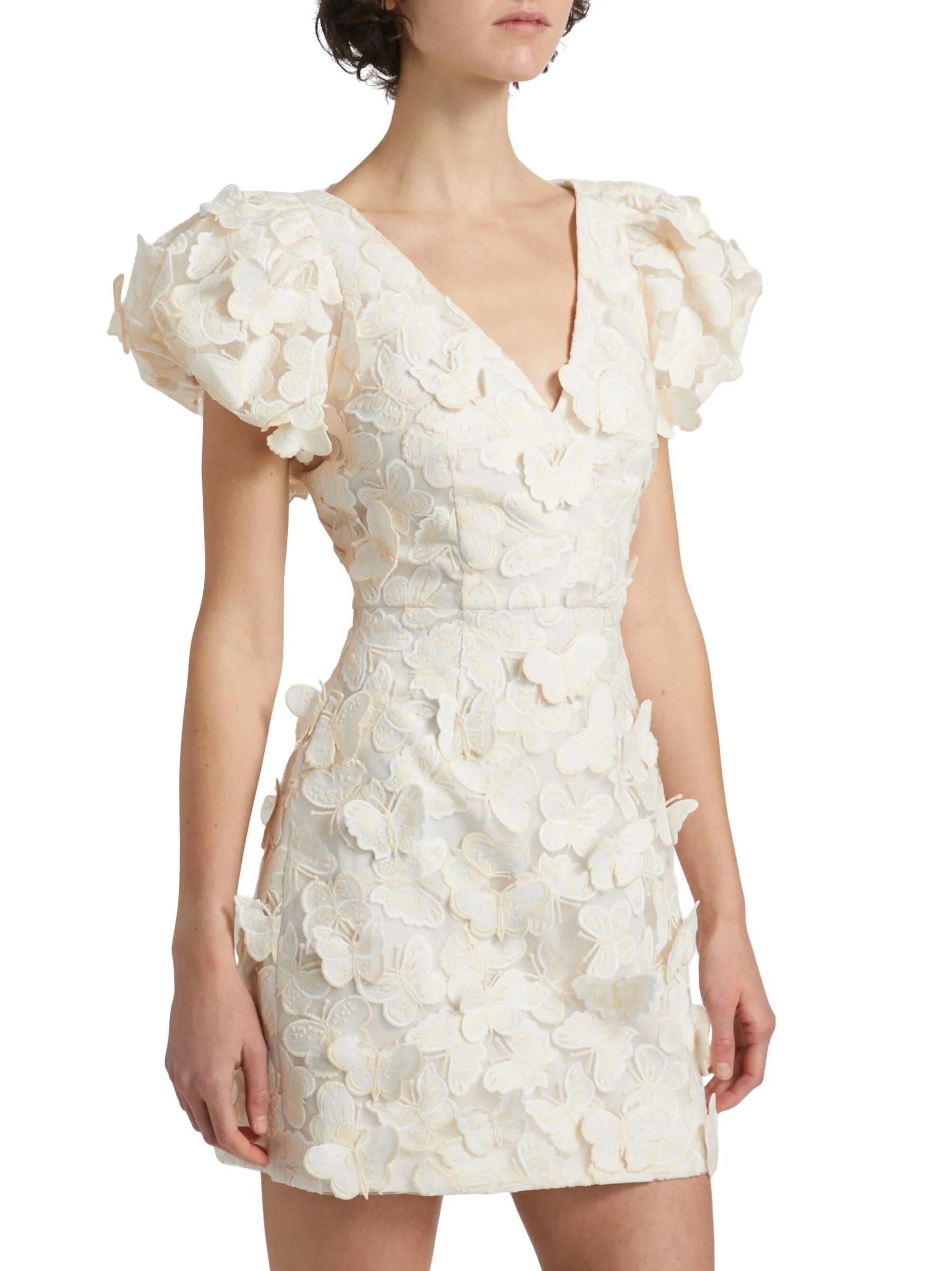 Butterfly Appliqu Mini dress in cream Gloria Lanvin