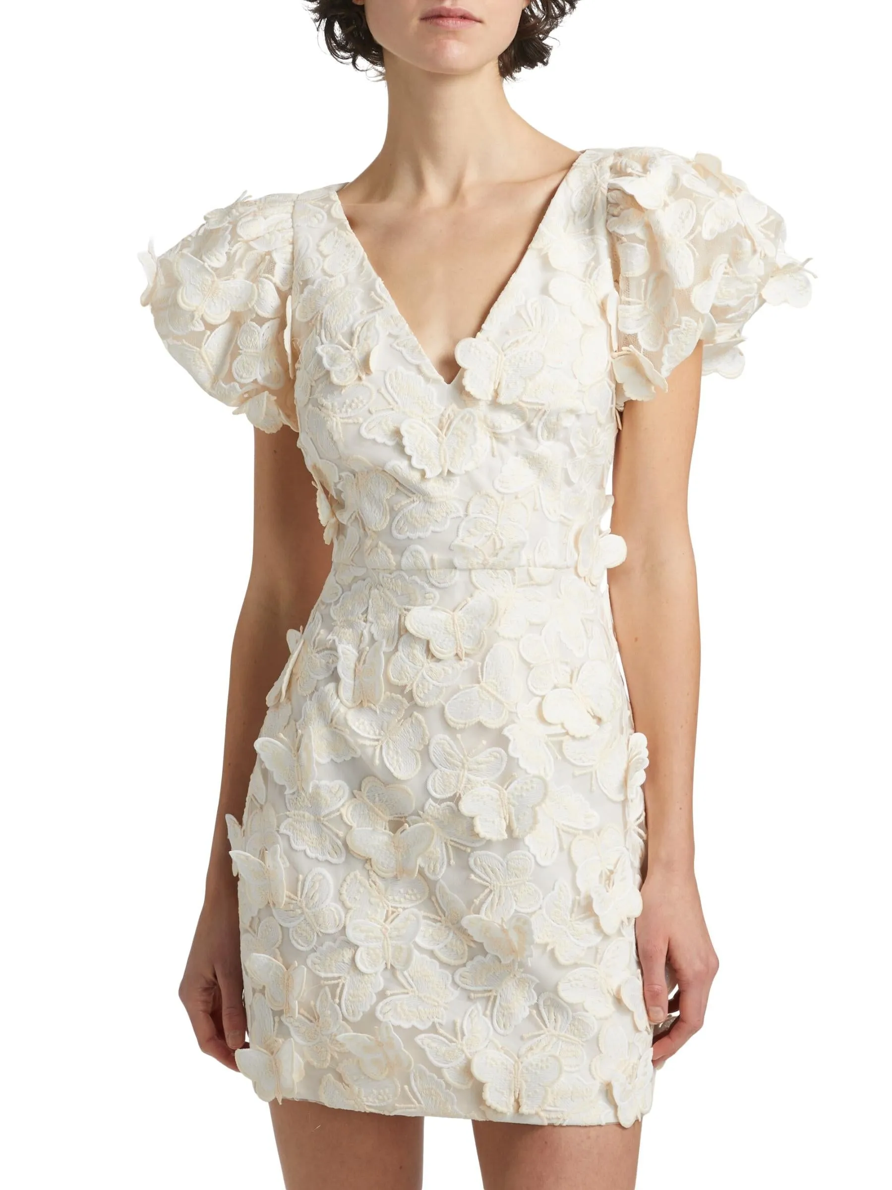Butterfly Appliqu Mini dress in cream Gloria Lanvin