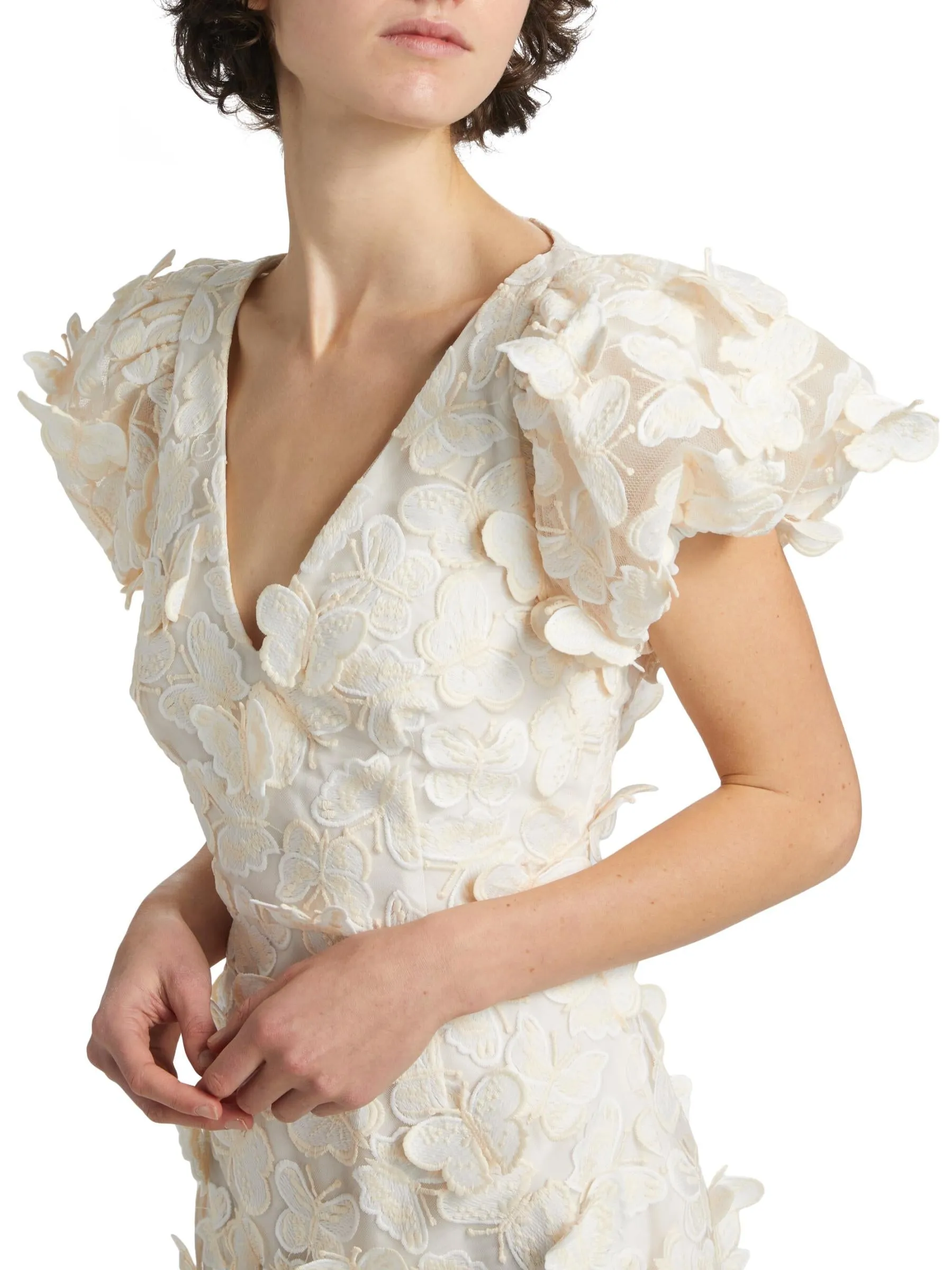 Butterfly Appliqu Mini dress in cream Gloria Lanvin