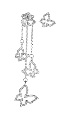 BUTTERFLY ASYMMETRICAL TASSEL EARRINGS Gloria Lanvin